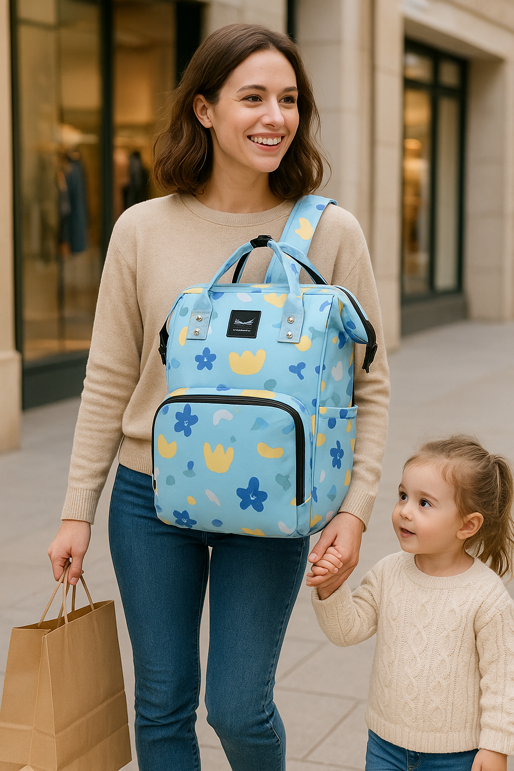 Stylish Oxford Mom & Baby Backpack